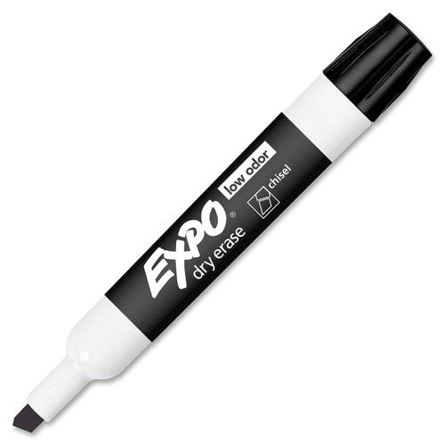 EXPO 80001 Low Odor Chisel Point Dry Erase Markers, Low Odor Alcohol-Based Ink, Designed for Whiteboards, Glass and Most Non-Porous Surfaces, Black, 12 Units per Box, Pack of 6 Boxes, 72 Markers Total
