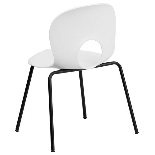 Flash Furniture HERCULES Series 770 lb. Capacity Designer White Plastic Stack Chair with Black Frame