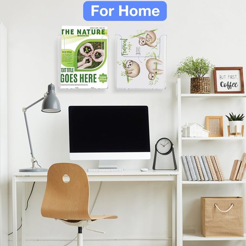 Ripeng 4 Pcs Brochure Holder 8.5 x 11 Inch Wall Mount Flyer Holder Acrylic Literature Clear Magazine Wall Display Hanging Envelope Display for Pamphlet File Home Office Supplies