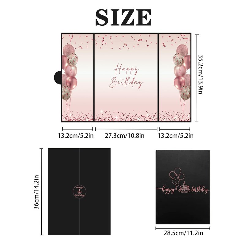 DARUNAXY Rose Gold Birthday Party Decorations, Jumbo Happy Birthday Alternative Signature Guestbook for Women Girls Cheers to 30 40 50 60 70 80 90 Years Old Gifts Signing Card Board Party Supplies