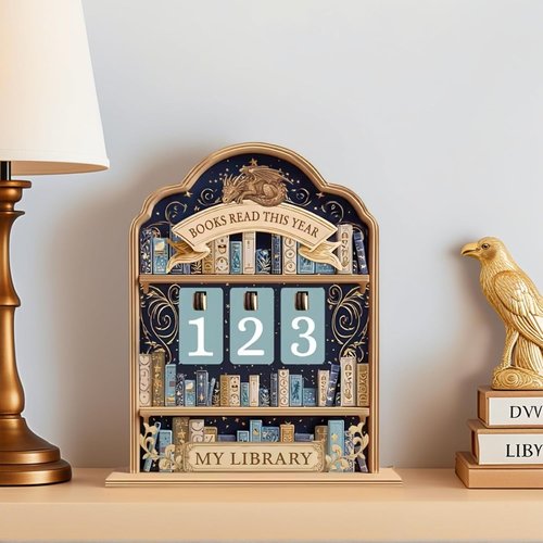 Regine Switzerland Bookshelf Read Tracker - Yearly Book Counter for Reading Nook Decor
