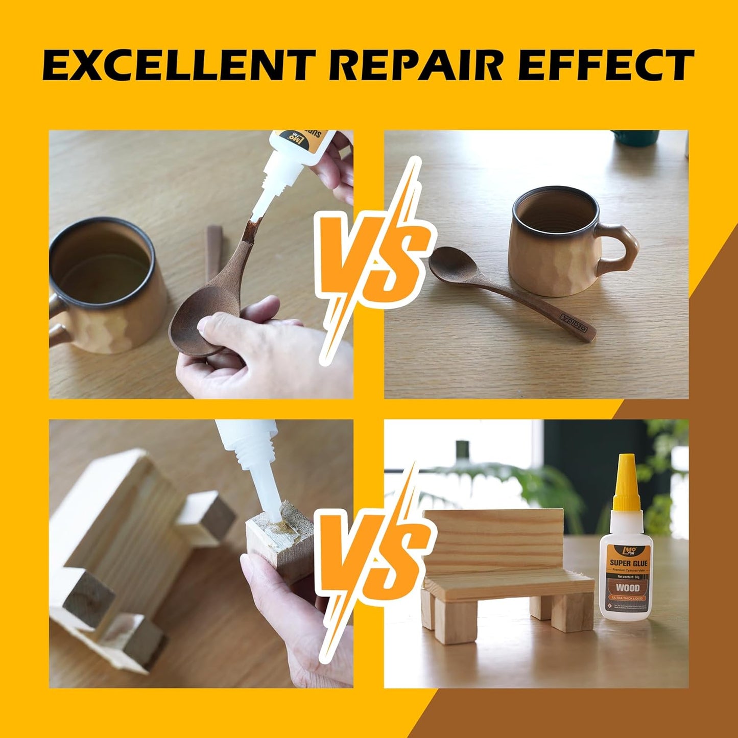 Wood Super Glue - Clear Instant Cyanoacrylate Adhesive for Wood Crafts & Repairs | All-Purpose CA Glue