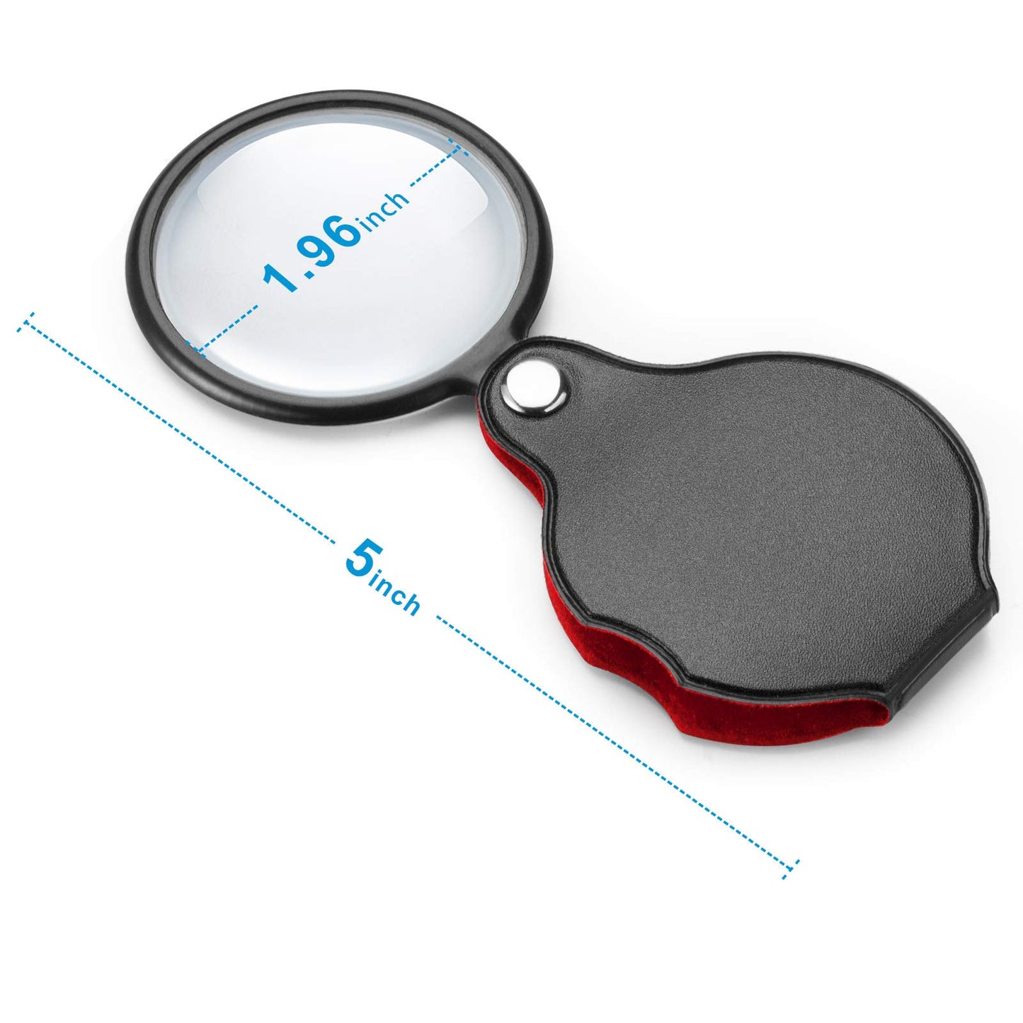2PCS Upgrade Small Magnifying Glasses for Kids/Senior, Pocket Magnifier for Reading/Close Work, Mini Folding Magnifying Magnify Glass with Protective Sheath, Ideal for Repairing/Hobby/Coins, 1.96"