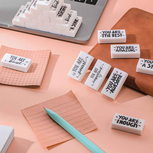 PerKoop 200 Pcs Operation Christmas Inspirational Small Pencil Erasers Bulk - Cute Fun Motivational Eraser Gifts for Kids Students Classroom Prizes School Supplies National Collection Week