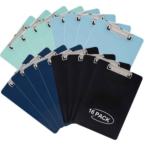 Principal Lines 16 Pack Plastic Clipboards with Low Profile Clip, Hanging Clipboards Bulk, Clip Boards 8.5x11 Holds 100 Sheets, A4 Letter Size Clipboard for Teacher, Students, Kids, School & Office