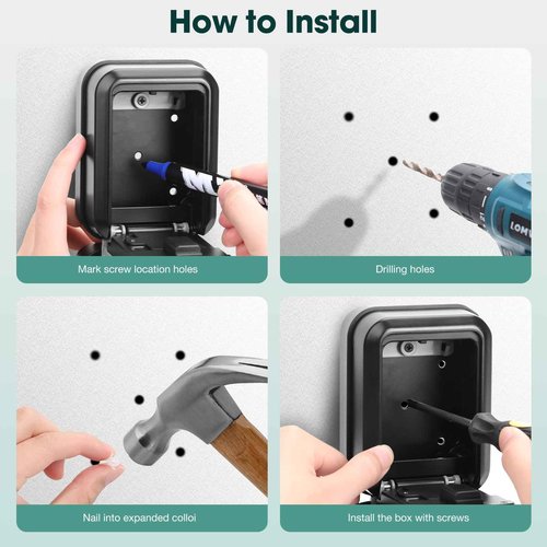 Thlevel Smart Key Lock Box Electronic Bluetooth Lock Box with APP Control & PIN Code Types,Share eKey Wall Mounted Lock Box for Airbnb Realtor House Office