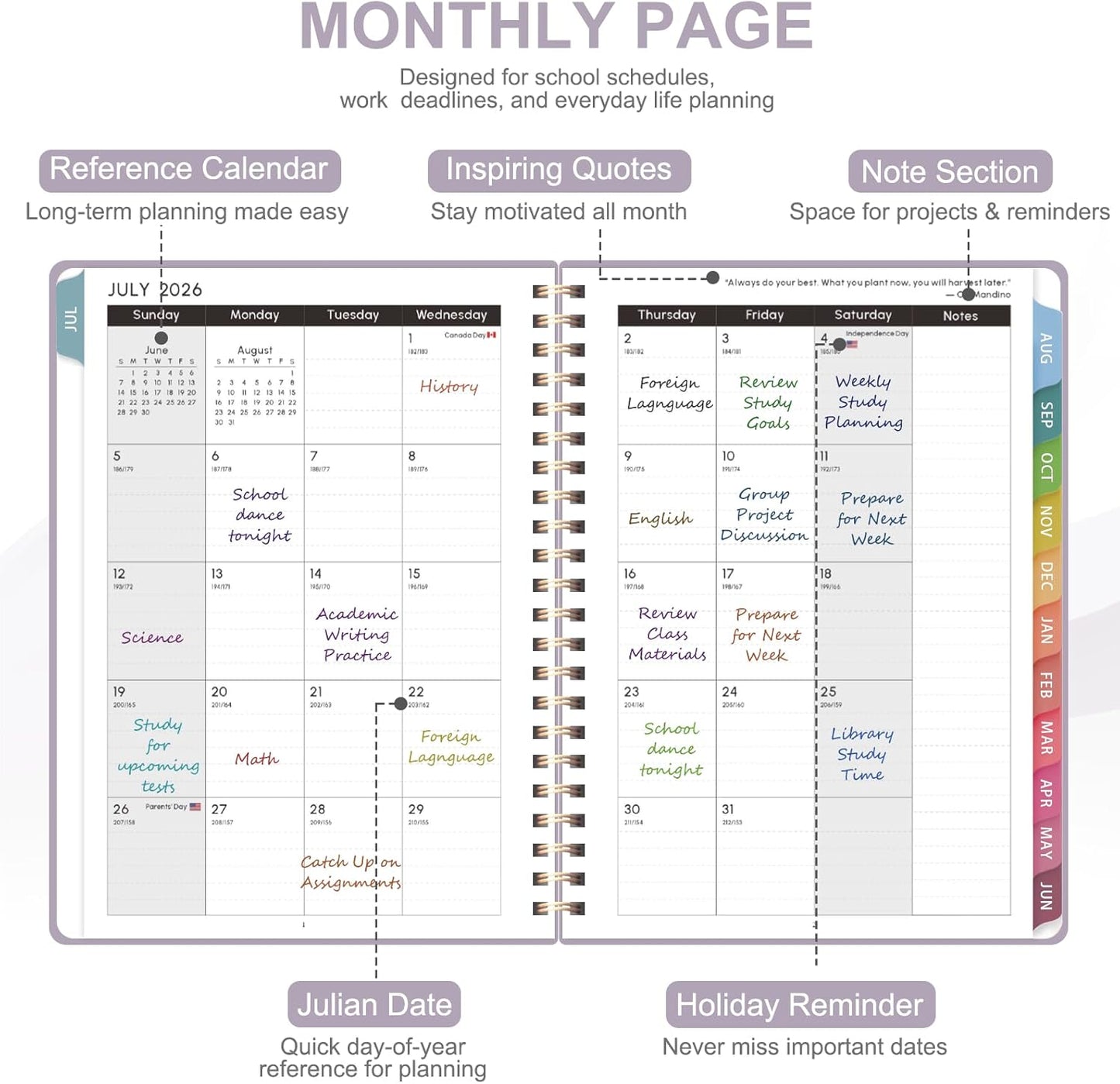 Academic Planner 2026-2027 | Weekly & Monthly Calendar | Daily Agenda Book - Letter Size (8.5'' x 11'')