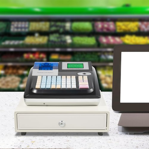 Electronic Cash Register, High-Speed Thermal Print Head, 4 Compartments with Clamps and 5 Coin Compartments for Barcode Scanners, Small Ticket Printers, Pcs (Black)