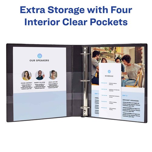 Avery Dual Effect Heavy-Duty 3 Ring Binder, 1 Inch Slant Rings, Black Binder (03218) (Pack of 6)