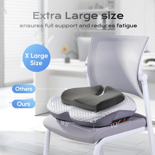 Seat Cushion for Tailbone Pain Relief X-Large,Ergonomic Office Chair Cushions for Butt Hip Lower Back & Sciatica Pain Relief Pillow,Pressure Relief Seat Cushion for Long Sitting, Car & Plane (Grey)