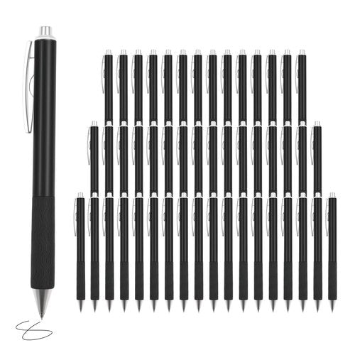 HZDIYAKE Pens Bulk,50 Black Ink Gel Pens,0.5mm Fine Tip Pen,Writes Smoothly Without Skipping Ink,Wholesale Retractable Ballpoint Pens for Schools,Offices,Nurses Notes,Office Supplies (Black pen)