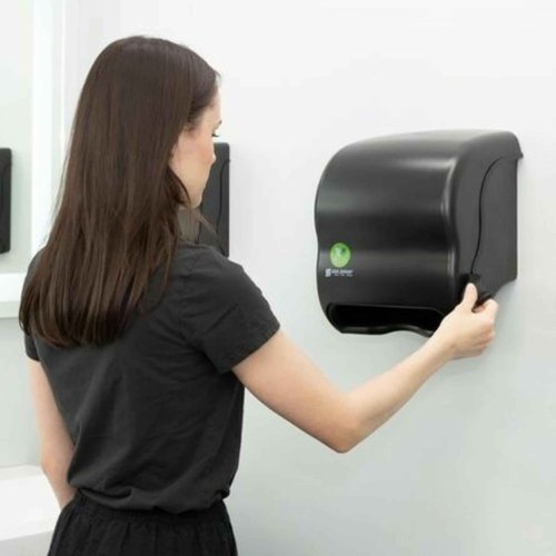 San Jamar Ecologic Element Recycled Plastic Lever Paper Towel Dispenser, Manual Towel Dispenser, Wall Mounted Dispenser with Zero Waste for Home and Business, 8 Inch Rolls, Black