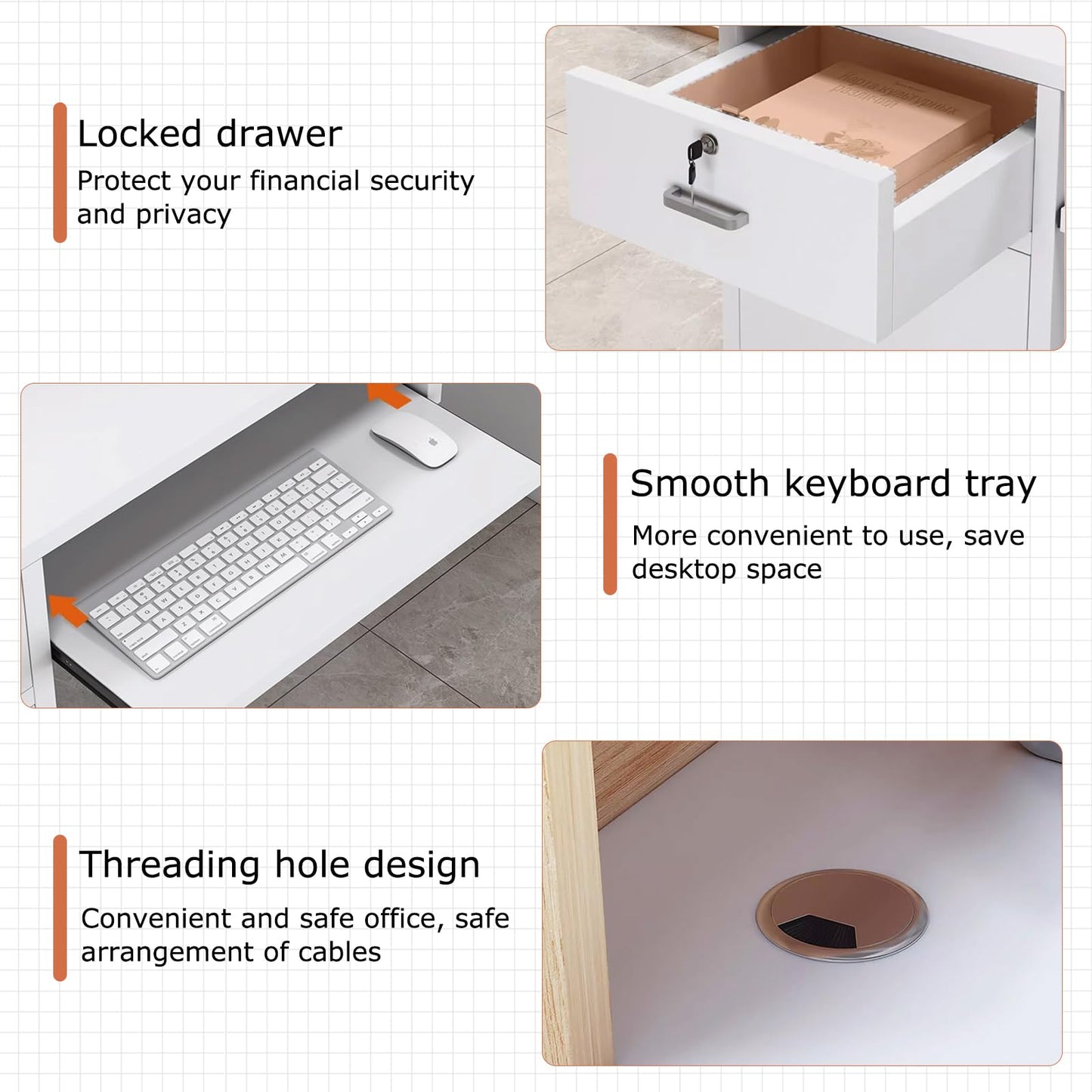 Modern Reception Desk with Drawer & Open Shelves, 39-95 Inch Front Counter Table, Computer Workstation Suitable for Salons, Offices, Lobbies, Retail Stores and Home Offices
