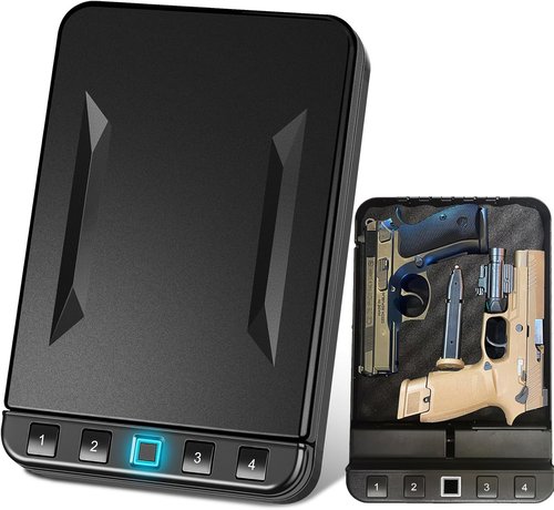 LANGGER V Gun Safe - Quick Access Handgun Lock Box for Home, Car & Travel | Secure Firearm Storage