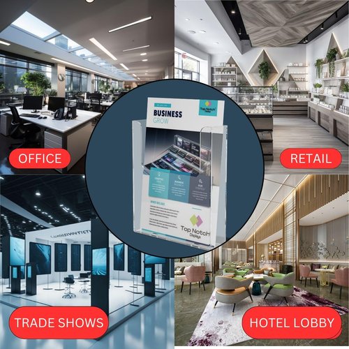 Top Notch Displays Acrylic Brochure Holder for Wall Mounting, Clear Display for 8.5" x 11" Flyers, Literature Holder for Magazines, Pamphlets, Menus, Includes Screws & Plastic Anchors – Pack of 2