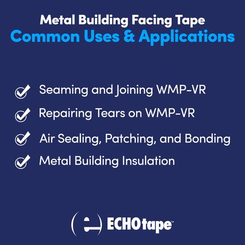ECHOtape FS-G7731 | All Weather Lamtec WMP-VR Facing Tape | Metal Building Insulation Tape | White Seam and Repair Tape | Cold Weather Acrylic Adhesive | Contractor Tape | 2.83 in x 50 yds