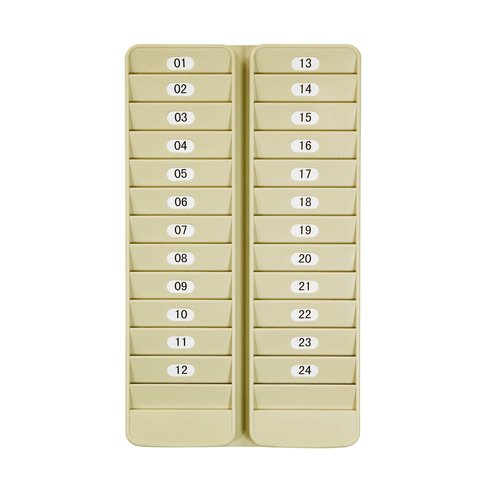 Pyramid Time Systems - Pyramid 500-24 Badge Rack, 24 Pocket Holder for Swipe Cards or Proximity Badges, Durable Plastic, Includes self-Adhesive Number Labels, Two Racks Side by Side
