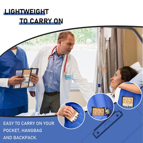 Nursing Clipboard Foldable, Foldable Clip Board w/Nursing Edition Cheat Charts, 3 Layers Aluminum, Nurse Clipboards w/Low Profile Clip & Pen Clip Pocket for Students, Nurses and Doctors, Black