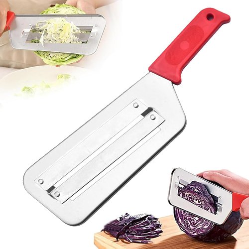 Stainless Steel Cabbage Shredder, Agriculturi Stainless Steel Shredders Knife, 2025 Upgraded Multifunctional Cabbage Shredder Machine for Coleslaw Sauerkraut, Easy to Clean for Kitchen (red)