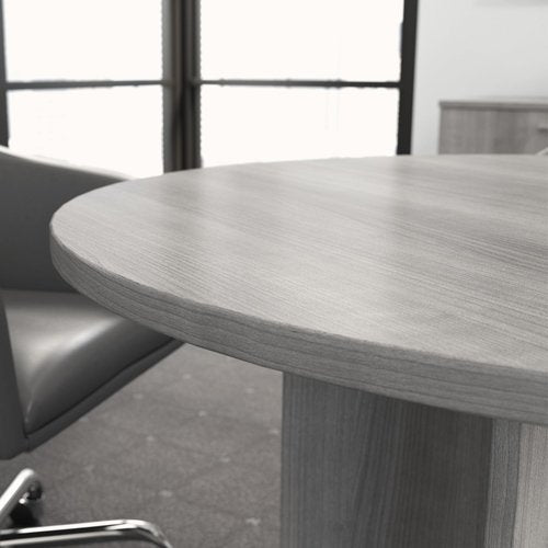 Bush Business Furniture 42-inch Round Conference Table with Wood Base, Circular Meeting Room Desk for 4 Users, Platinum Gray