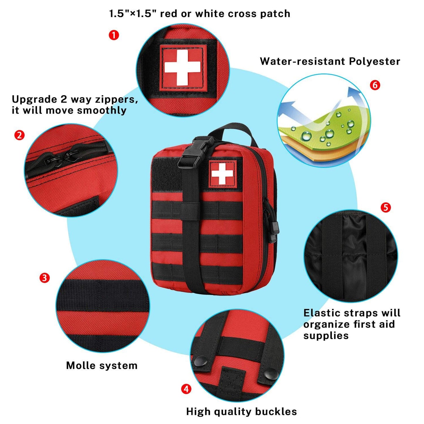 Gonex MOLLE Medical Pouch EMT First Aid Pouch Rip-Away IFAK Tactical Utility Pouch for Outdoor Activities Medical Supplies (Bag Only), Red