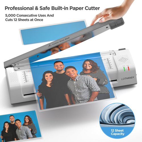 13 Inch Wide Laminator Machine with 200 Pouches, 11x17 A3/A4/A6, Built-in Paper Trimmer, Corner Rounder (White)