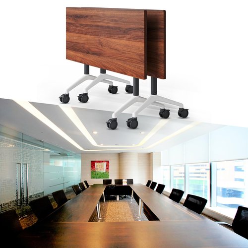 EIELIZ Conference Room Tables, Folding Conference Table, Rectangle Meeting Seminar Table for Conference Room Office Classroom (2, Walnut, 55.1in)