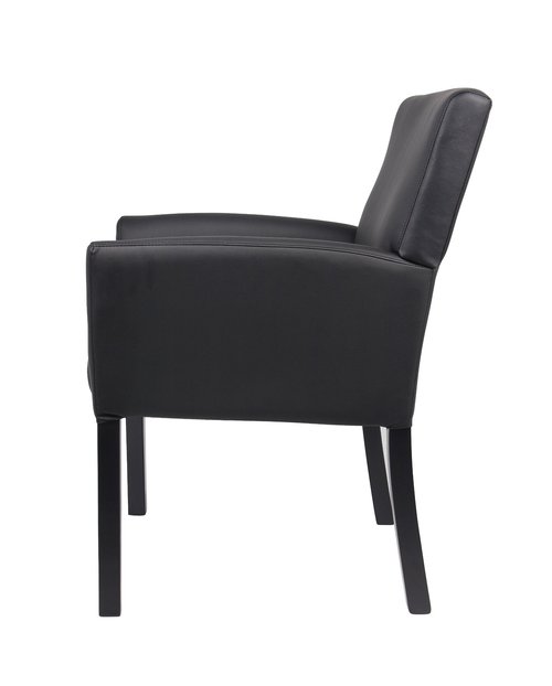 Boss Office Products Executive Box Arm Chair with Mahogany Finish in Black, 25.5"D x 24.5"W x 35.5"H