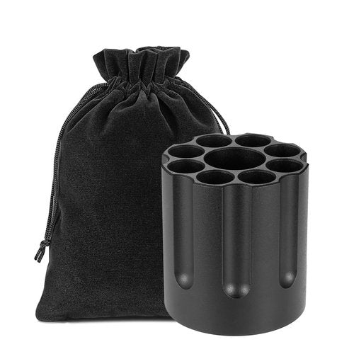 QIAN76 Metal pen holder, Revolver magazine design pencil holder, All aluminum office supplies storage