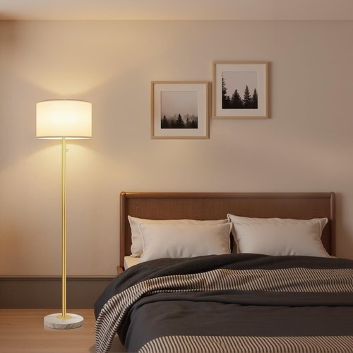 Aulaiyi Floor Lamp for Living Room,Dimmable Gold Floor Lamp,Modern Standing Lamp with Marble Base,Tall Standing Lamp for Bedroom, Reading,Office & Kids' Room,LED Bulb Included(Gold)