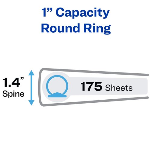 AVERY Economy View Binder 1 Inch Black | Round Rings | Vinyl Material | Holds 175 Papers | Pack of 12