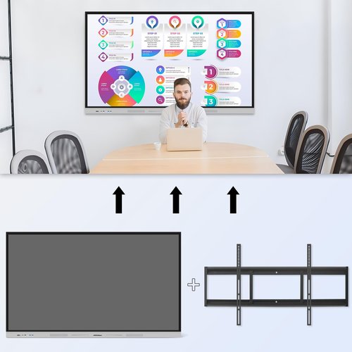 AYSTeKMann Smart Board 75 inch 4K Interactive Whiteboard Touch Screen, Digital Smart Whiteboard for Classroom and Business with Android 12.0-8+128 GB(Wall Mount Included)