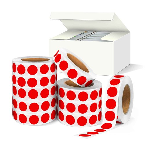 WANSTE 0.5 Inch Red Color Coding Labels Dots - 10 Rolls 10,000Pcs Small Round Dot Stickers - Adhesive Color Coding Labels for Organization, File and Classroom Supplies