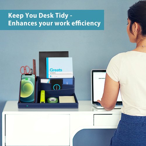 Desk Organizer with Charging Station, Nightstand Organizer Phone Docking Station, Men Gift Husband Wife Anniversary Dad Birthday Nightstand Purse Father Graduation Male Travel Idea Gadgets