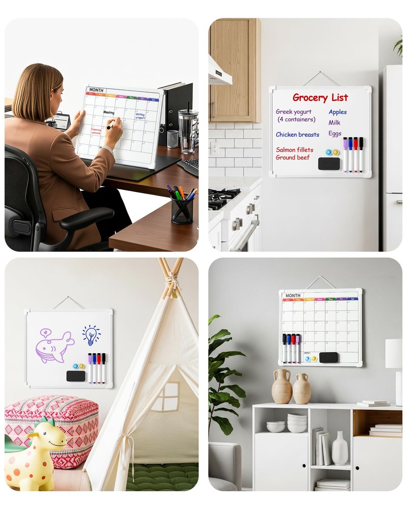 VITEVER Calendar Whiteboard for Wall, Double-Sided Dry Erase Board, Hanging Monthly Planning Board, Small White Board for Memo, to Do List, Home, Kitchen, Office Accessories