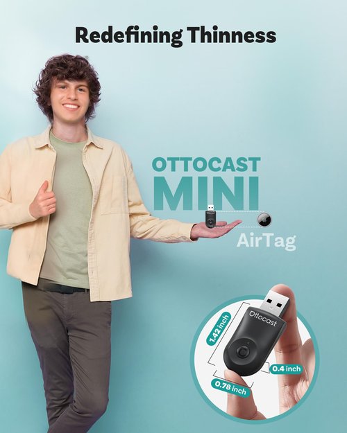 OTTOCAST Mini 2025 2-in-1 Wireless CarPlay/Android Auto Adapter, 5GHz WiFi, Auto Connect for 2016+ Cars