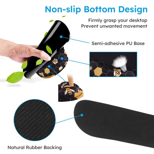 iCasso Desk Mat, Gaming Mouse Pad Wrist Support Set,4in1 XXL Large Mousepad + Keyboard Wrist Rest+Mouse Wrist Rest+Coaster Set with Ergonomic Design for Home Office Table Computer-Honeycomb