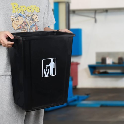 Minekkyes 13 Gallon Plastic Open Top Wastebasket, Rectangle Garbage Bin, Under Sink Trash Can, Black, 4 Packs