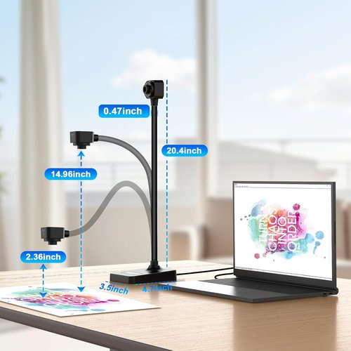 AlKOR USB Document Camera - Manual Focus Webcam with Mic | Foldable Design for Teaching & Distance Learning