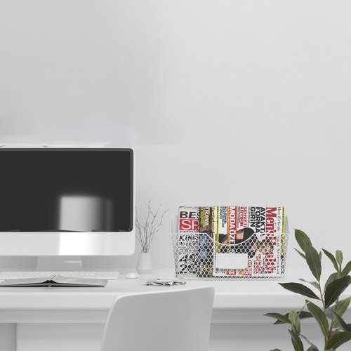 2 Pocket Magnetic File Holder - Multi-Surface Organizer, White