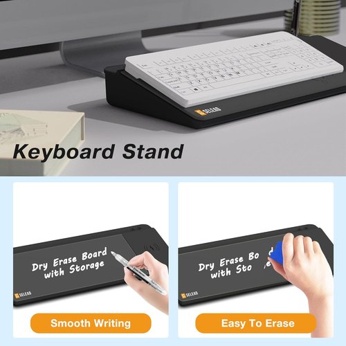 SELEAD Desktop Glass Whiteboard - Wireless Charger & Organizer for Home/Office | Black