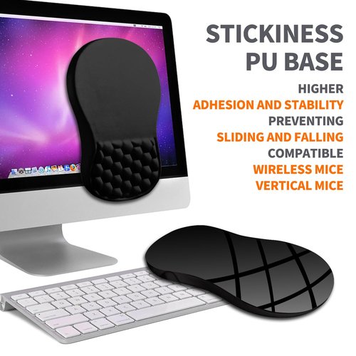 Armanza Ergonomic Joint Wrist Support Mouse Pad with Memory Foam Cushion Massage Bump, Carpal Tunnel Pain Relief Mousepad Slope Design for Wrist Rest, 11.8x7.9 in, Black