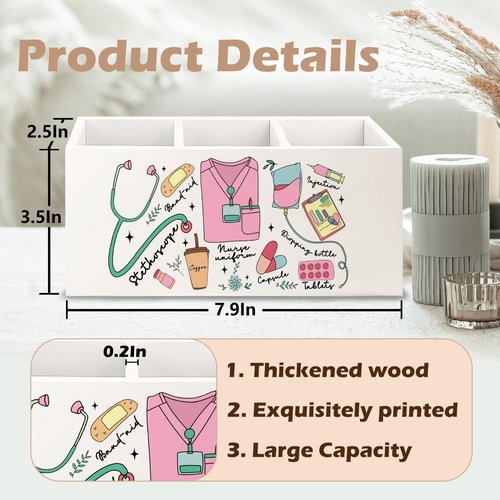 URLLUAE Nurse Gifts Wooden Pen Pencil Holder for Office Desk Accessories, Nurse Appreciation Gifts, Gift for Nurses Nursing Students Makeup Brush Toothbrush Holder Organizer