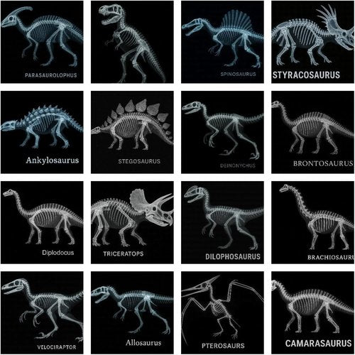 Skiennix 16 Pcs Dinosaur X-Ray Set - Engaging Light Table Toys & Science Kit for Kids