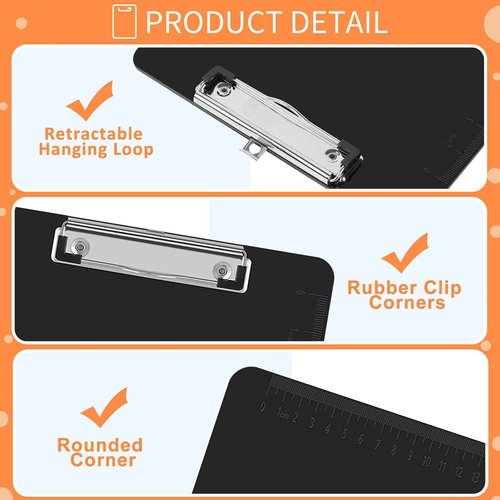 Black Clipboards, PANDRI 26 Pack Plastic Black Clipboards with Low Profile Clip 12.5 x 9 Standard Letter Size Clipboard for classrooms Office