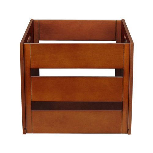 Victrola Wooden Record Crate – Tabletop Vinyl Album Holder, No-Tool Assembly, Holds Over 50 Records, Real Wood Construction, Elegant Design (Wood)