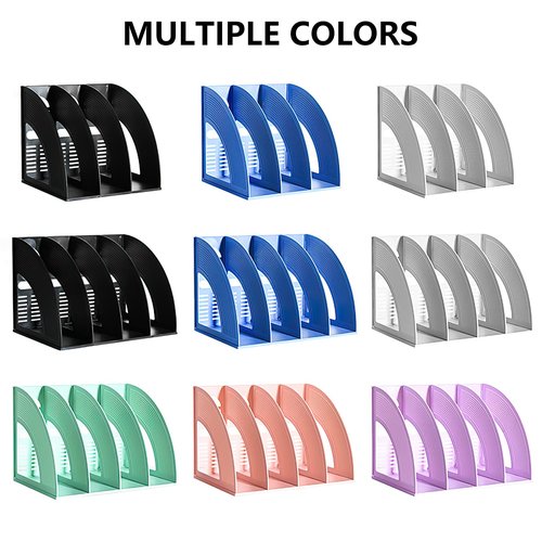 SAYEEC 2 Pack Magazine File Holder for Desktop 3 Compartment Binder Folder Notebook Standing Organizer Office Racks Black Holds Documents for School Working