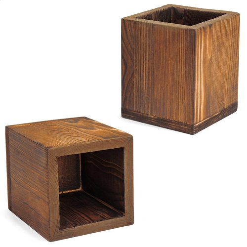 MyGift Set of 2 Natural Grain Wood Desktop Pen Holder Pencil Holder Cup, Office Dorm Home Desk Supplies Organizer