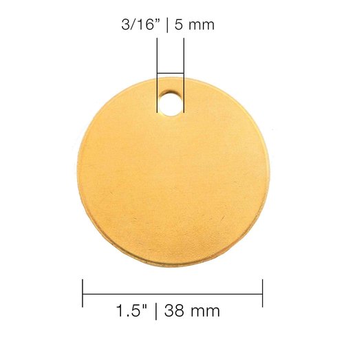 CH Hanson Metal Stamping Blanks - 1-1/2" Blank Tags with Holes, Name & Pet Tags, Label Equipment - Model 1098B, Durable 18-Gauge Brass (100 Count)