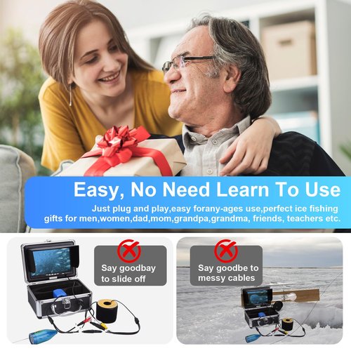 Fish Finder Camera Real Time Underwater Fishing Camera 100ft Long Cable for Rod,4.3" HD LCD Monitor&IR LED Night Vision Wide Angle Lens Line Camera for Kayak Lake Boat Ice Fishing Portable Fish Finder